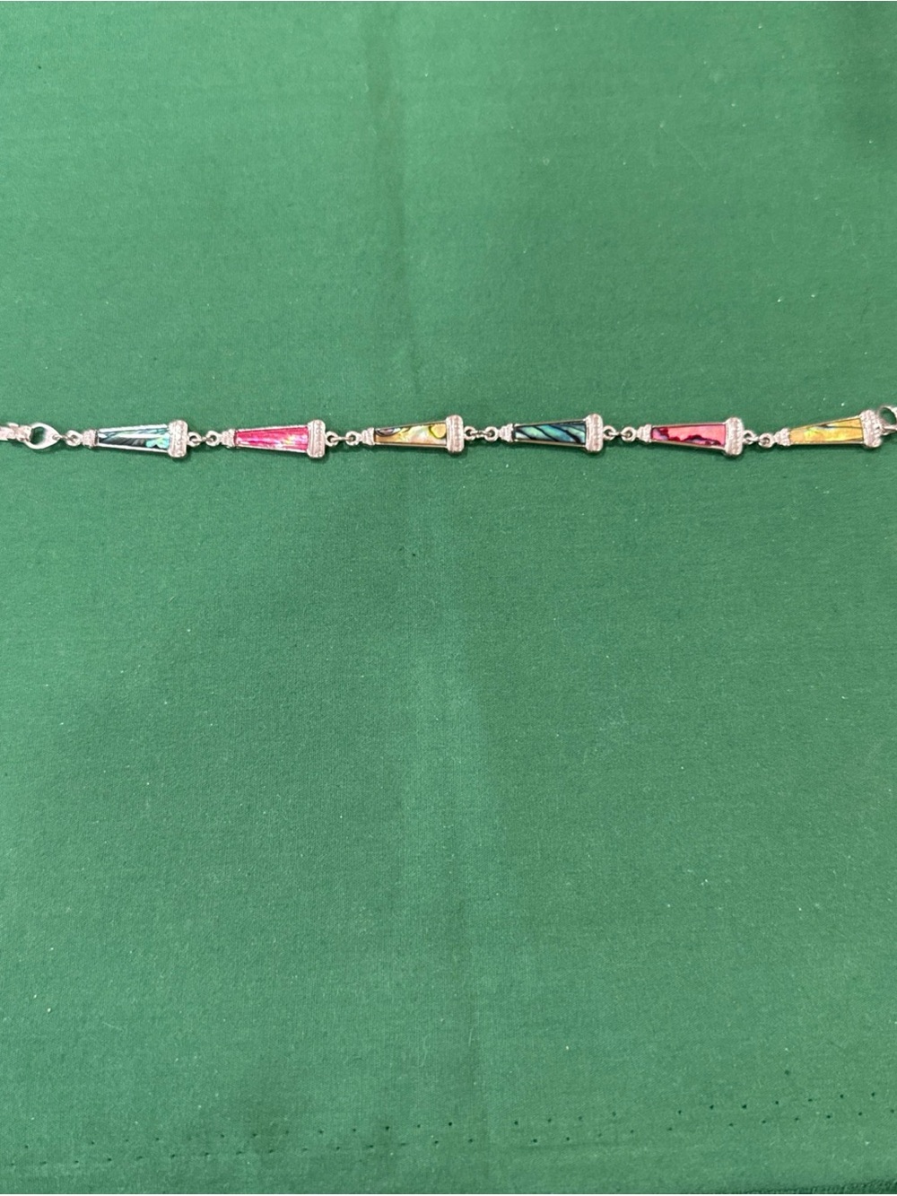 Multicolor Inlay Silver Bracelet 123B